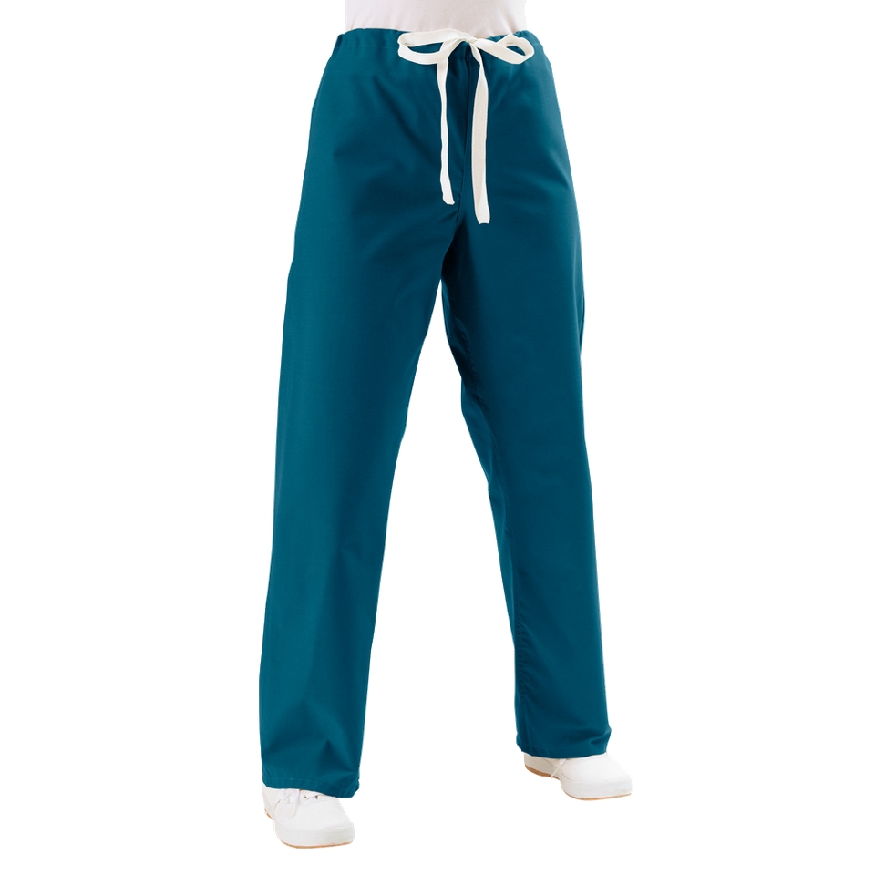 Medline Unisex Reversible Scrub Pants with Drawstring   Caribbean Blue (Small)