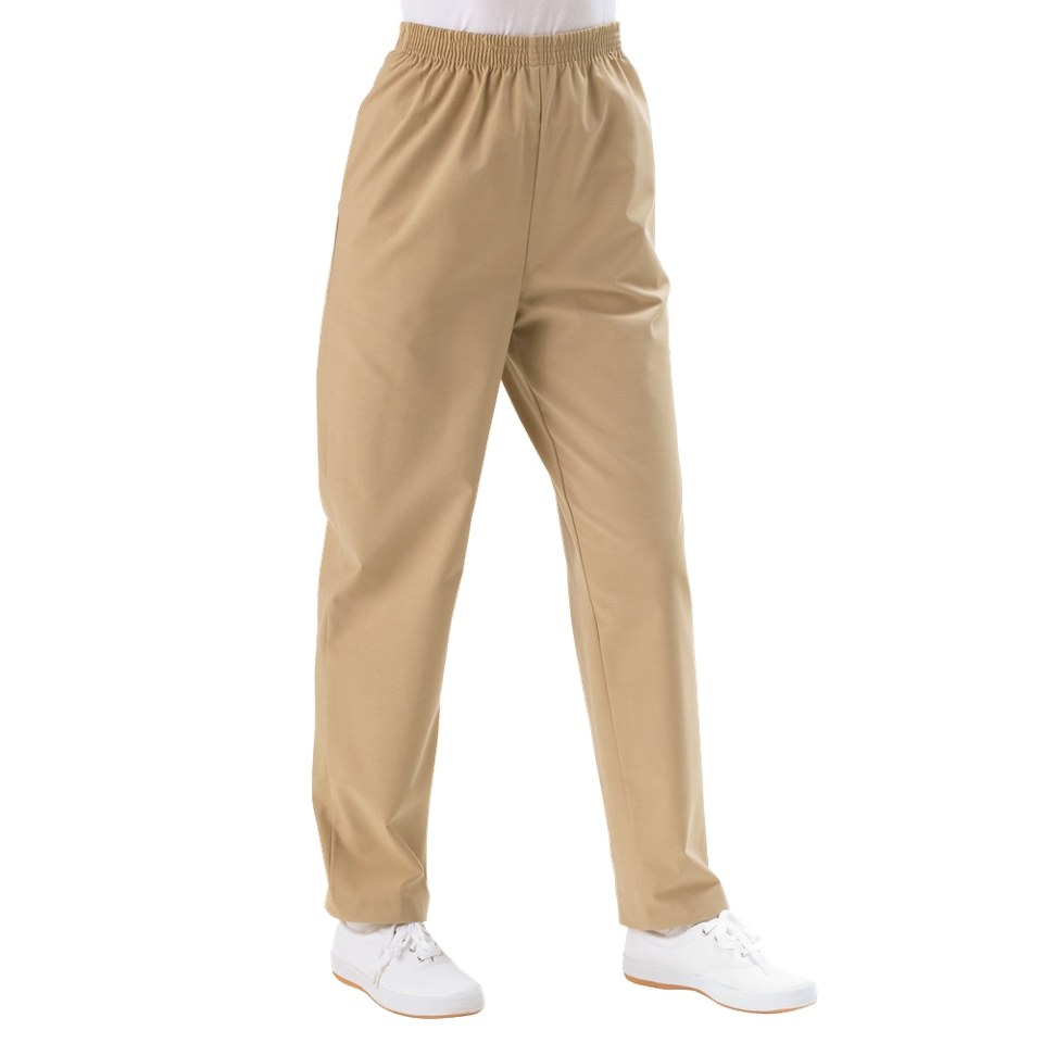 Medline Ladies Elastic Wait Scrub Pants with Two Pockets   Khaki (Small)