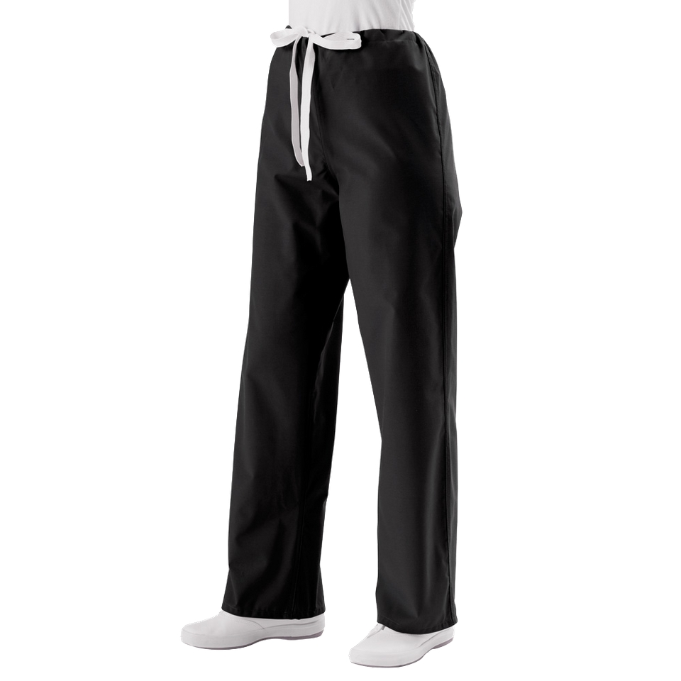 Medline Unisex Reversible Scrub Pants with Drawstring   Black (Small)