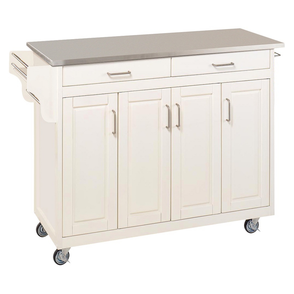 Kitchen Cart Home Styles Kitchen Cart with Stainless Steel Top   White