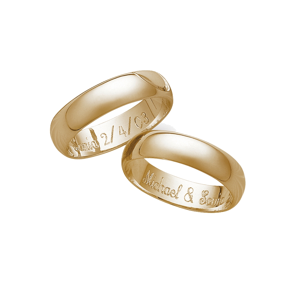 Gold Over Sterling Silver Personalized 5Mm. Band With Message Inside   13