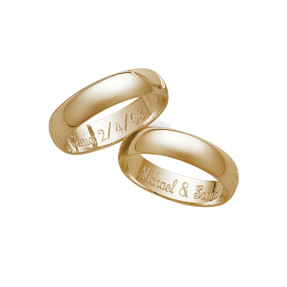 Gold Over Sterling Silver Personalized 5Mm. Band With Message Inside   12