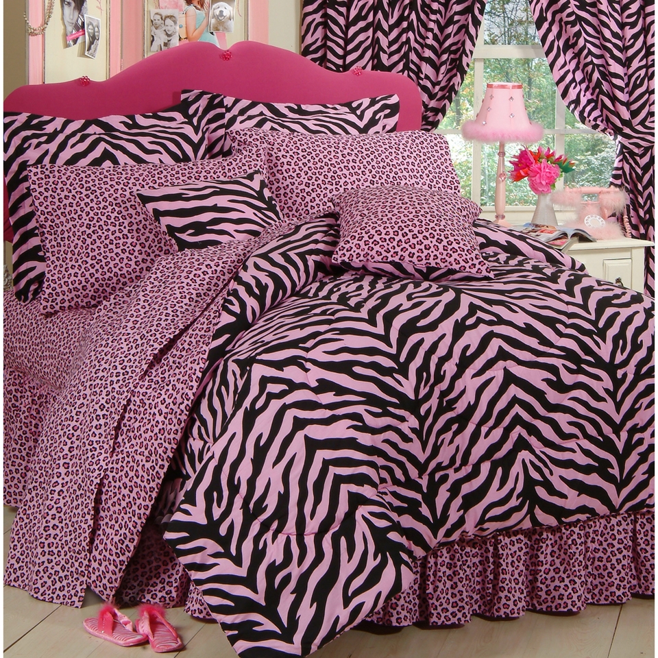 Zebra Print Bed in a Bag   Pink/Black Twin