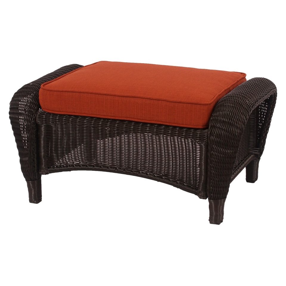 Threshold Threshold Madaga Wicker Patio Ottoman   Orange