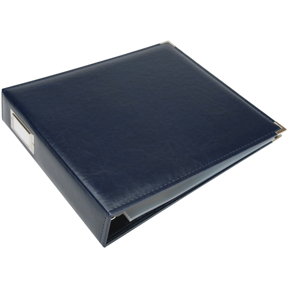 Faux Leather 3 Ring Binder   Navy (12x12)