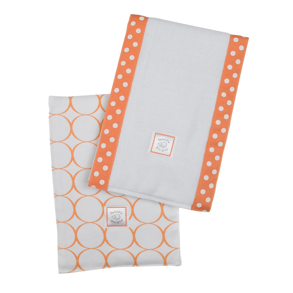 SwaddleDesigns Baby Burpies 2 pc. Set   Orange Mod Circles