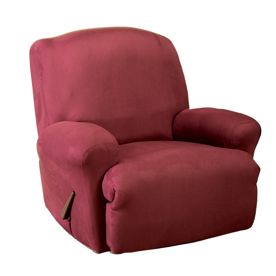 Sure Fit Stretch Suede Recliner Slipcover   Burgundy