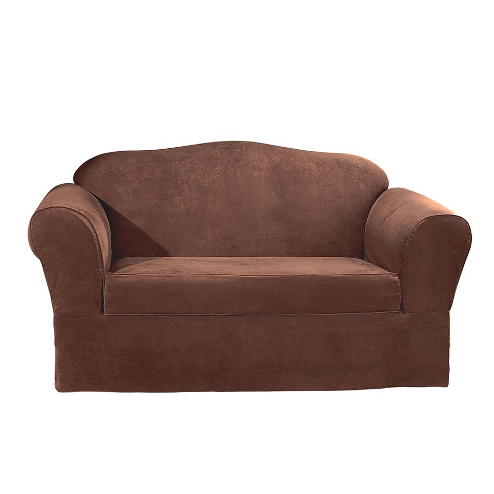 Sure Fit Suede Supreme 2 pc. Loveseat Slipcover   Chocolate