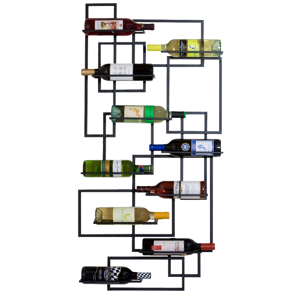 Wine Holder 10 Bottle Mid Century Wall Rack