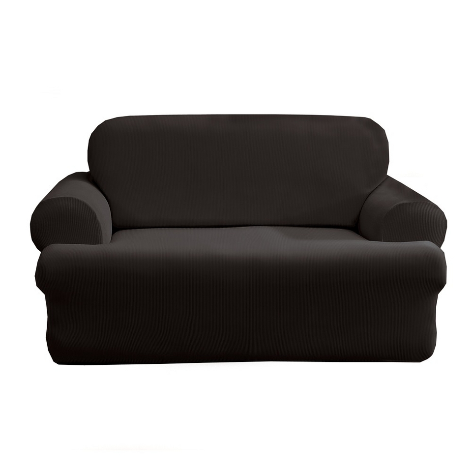 Sure Fit Stretch Rib T Loveseat Slipcover   Ebony