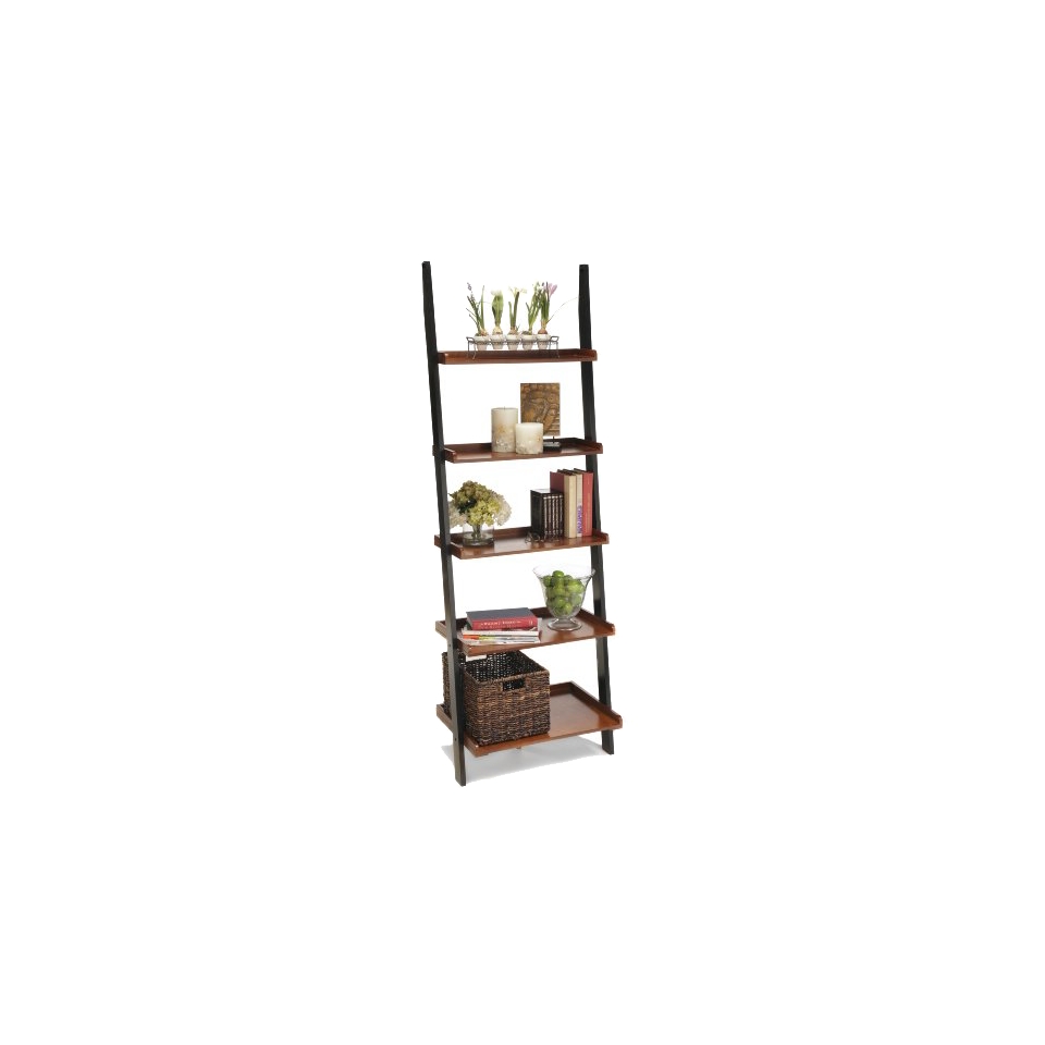 Book case 2 Tone Bookshelf Ladder   Red Brown (Cherry)/Black