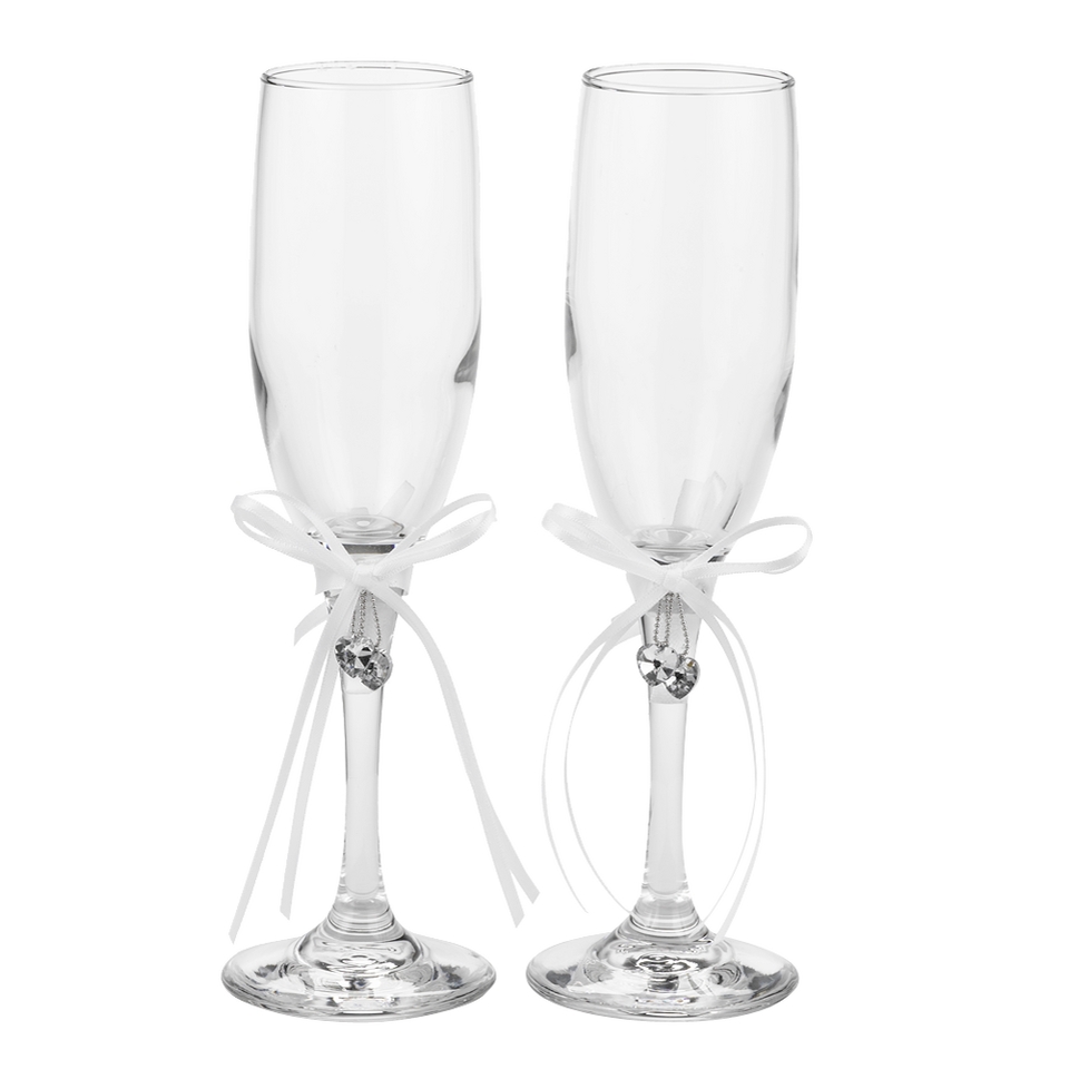 Hearts Desire Toasting Flutes   White