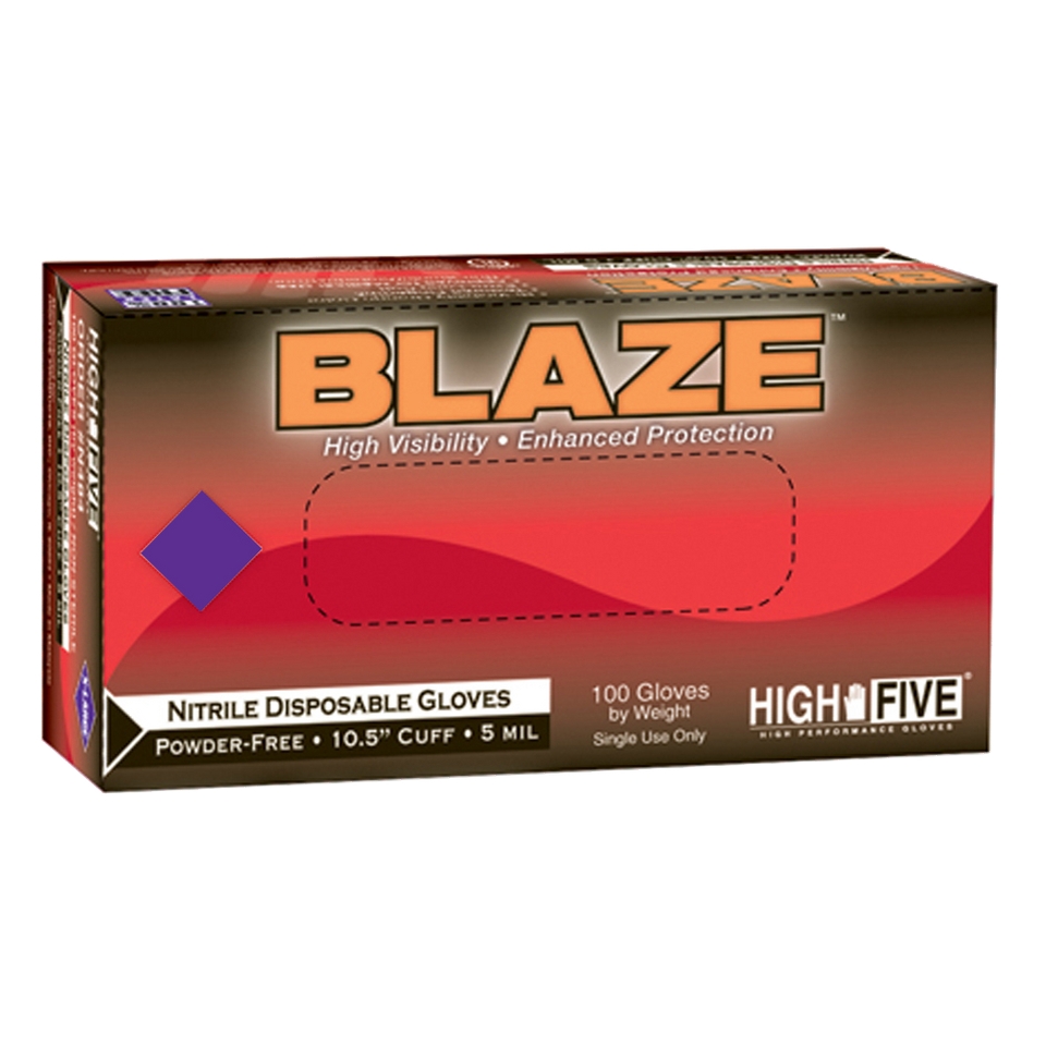 High Five Blaze Nitrile Exam Gloves   Orange (S)