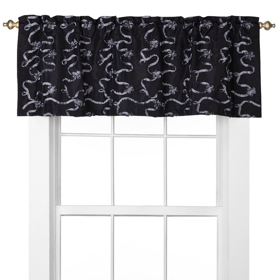 Lily Window Valance   Black/Silver (55x18)