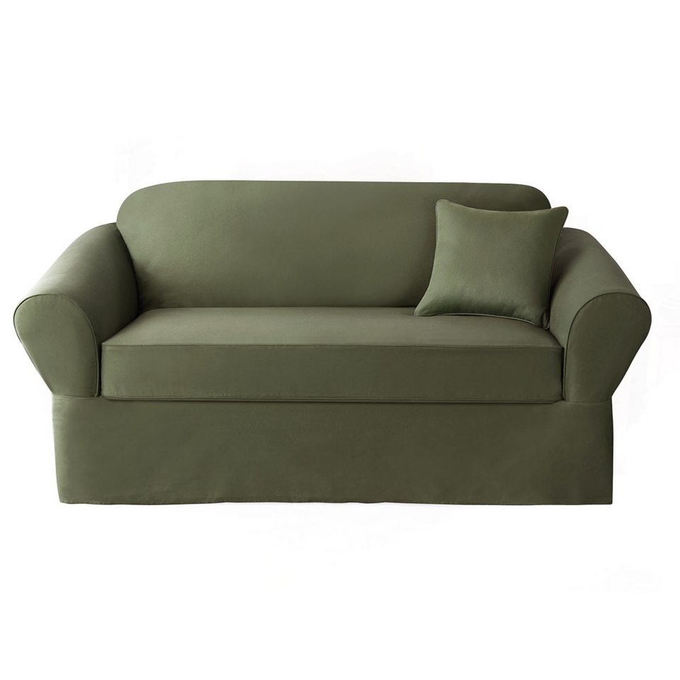 Sure Fit Twill Supreme 2 pc. Loveseat Slipcover   Loden