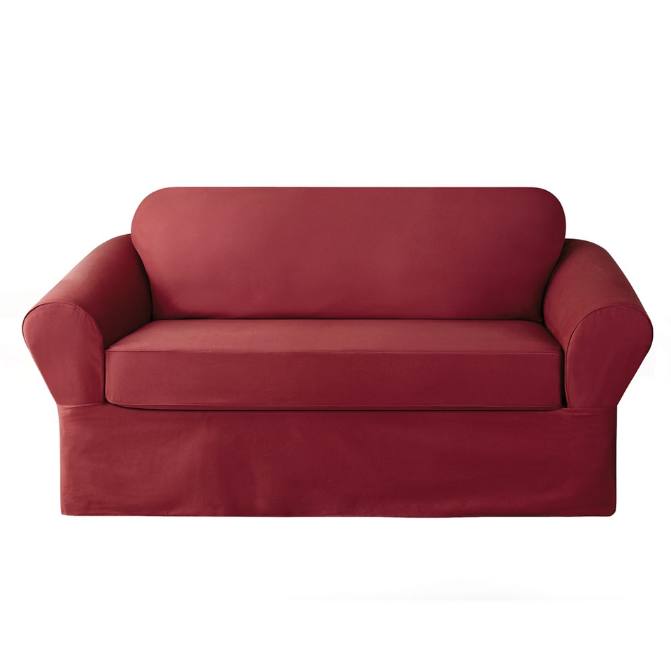 Sure Fit Twill Supreme 2 pc. Loveseat Slipcover   Merlot