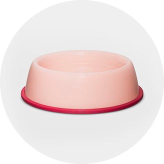 large pink dog bowls