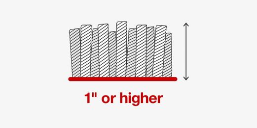 high pile height or thickness