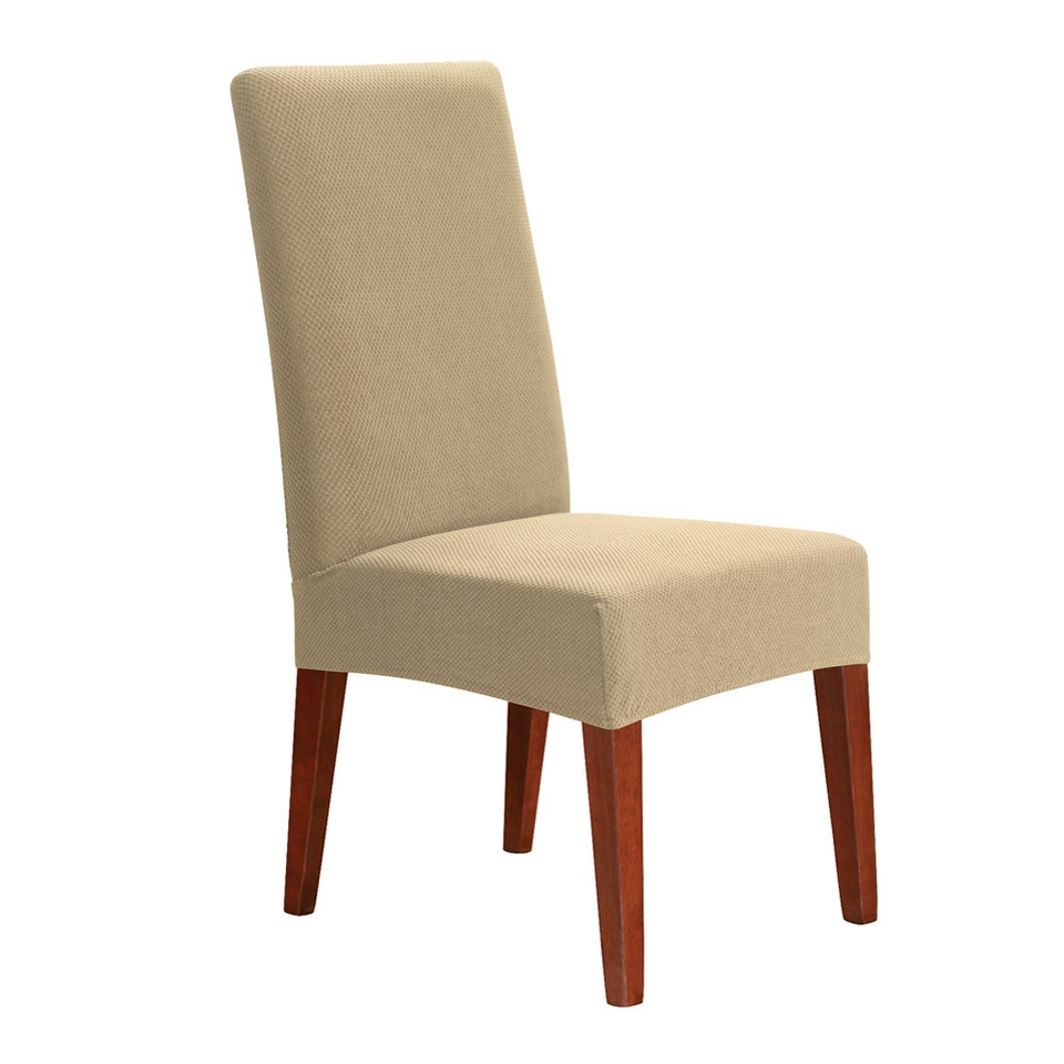Sure Fit Stretch Honeycomb Short Dining Room Chair Slipcover   Tan