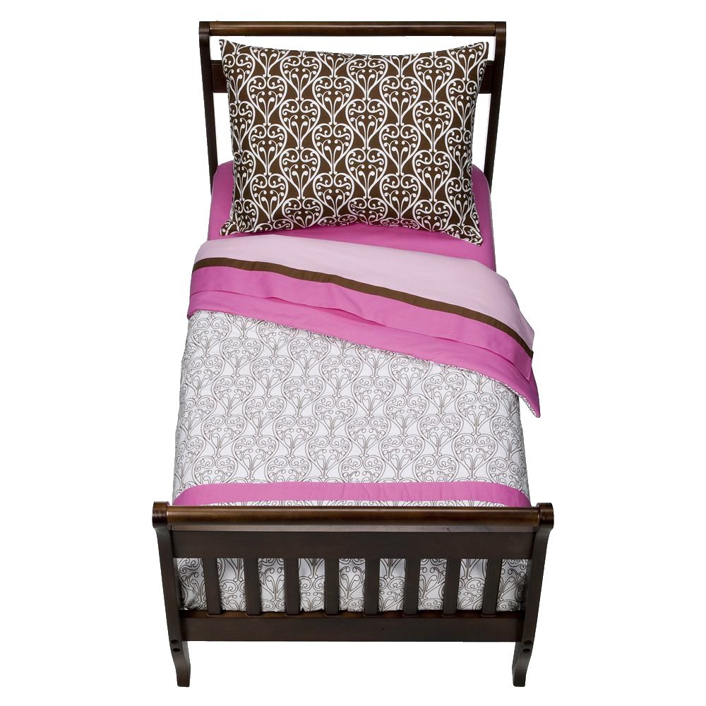 Bacati Toddler Bedding Set - Pink/Chocolate Damask