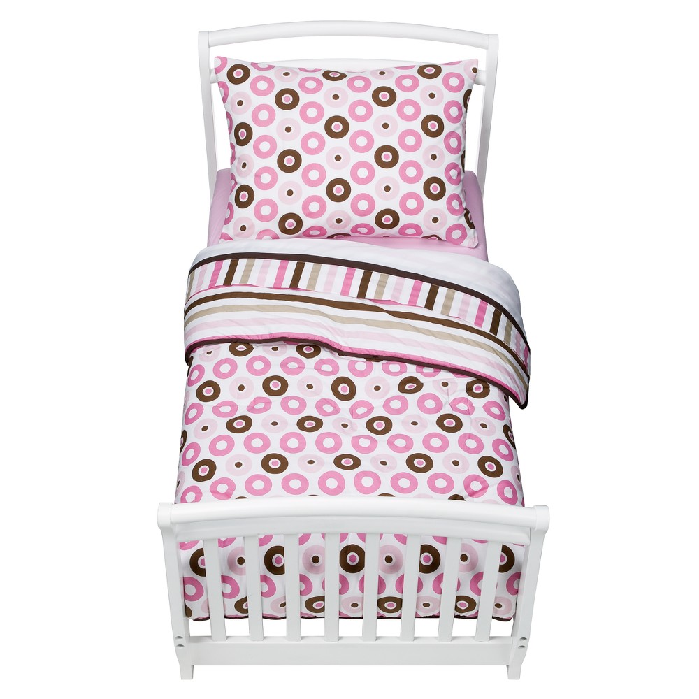 Bacati Toddler Bedding Set - Pink/Chocolate Mod Dots