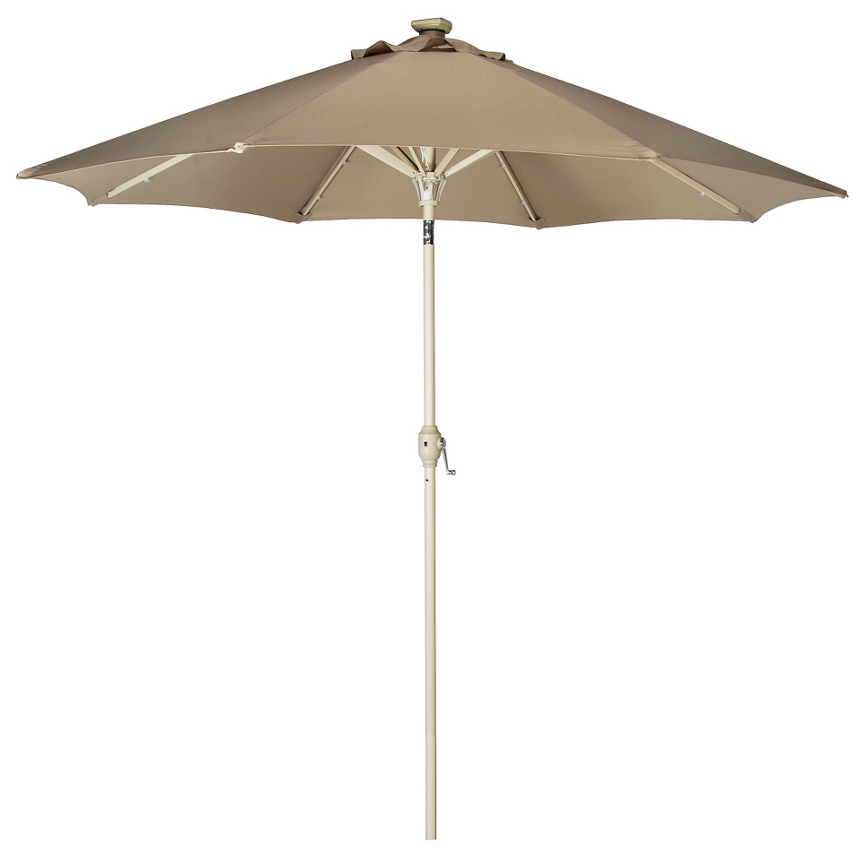 Solar Lighted Patio Umbrella   Beige 9