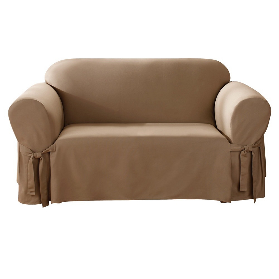 Sure Fit Cotton Duck Loveseat Slipcover   Cocoa