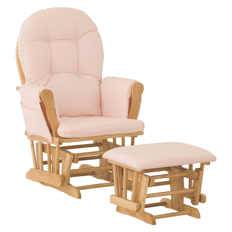 Glider and Ottoman Set StorkCraft Hoop Glider and Ottoman   Natural/ Pink