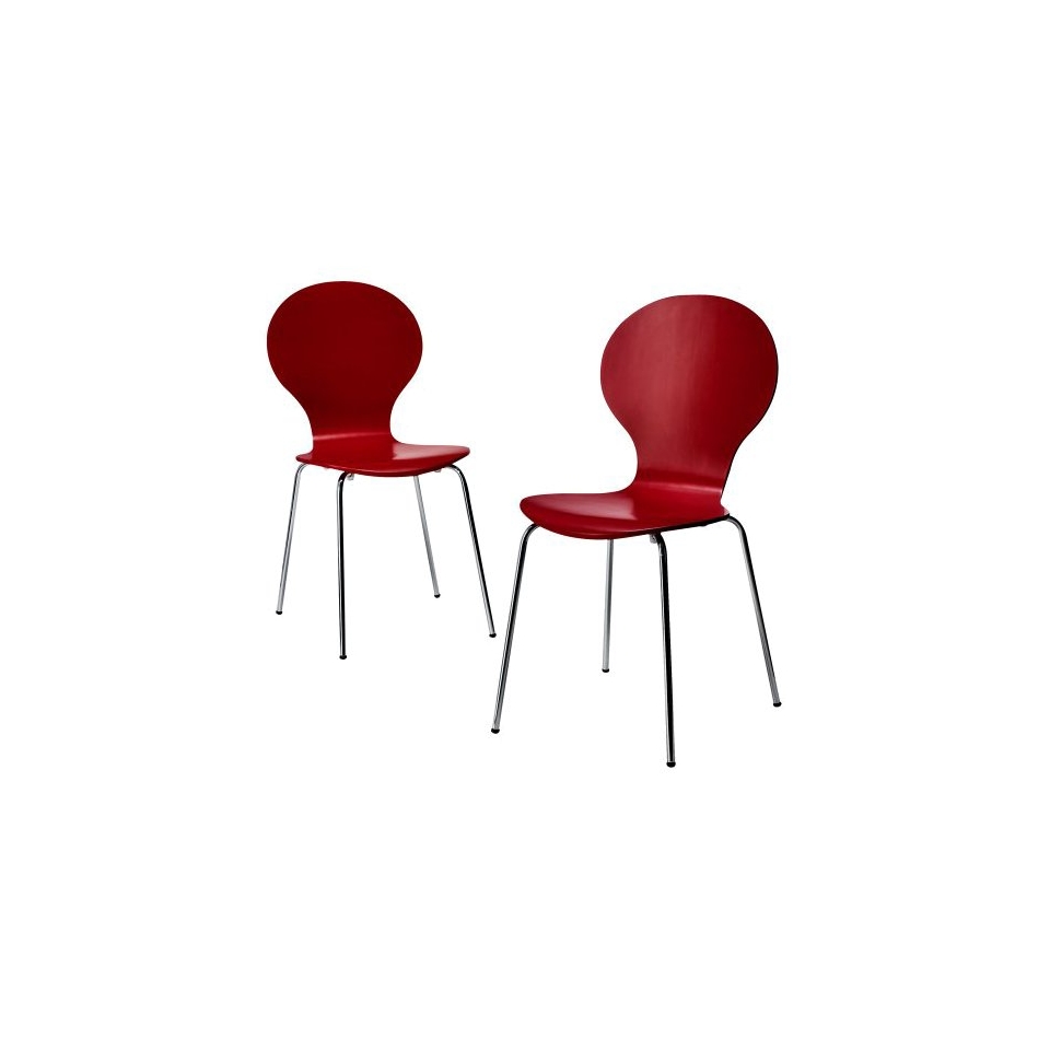 Dining Chair Stacking Chair   Red   Set of 2