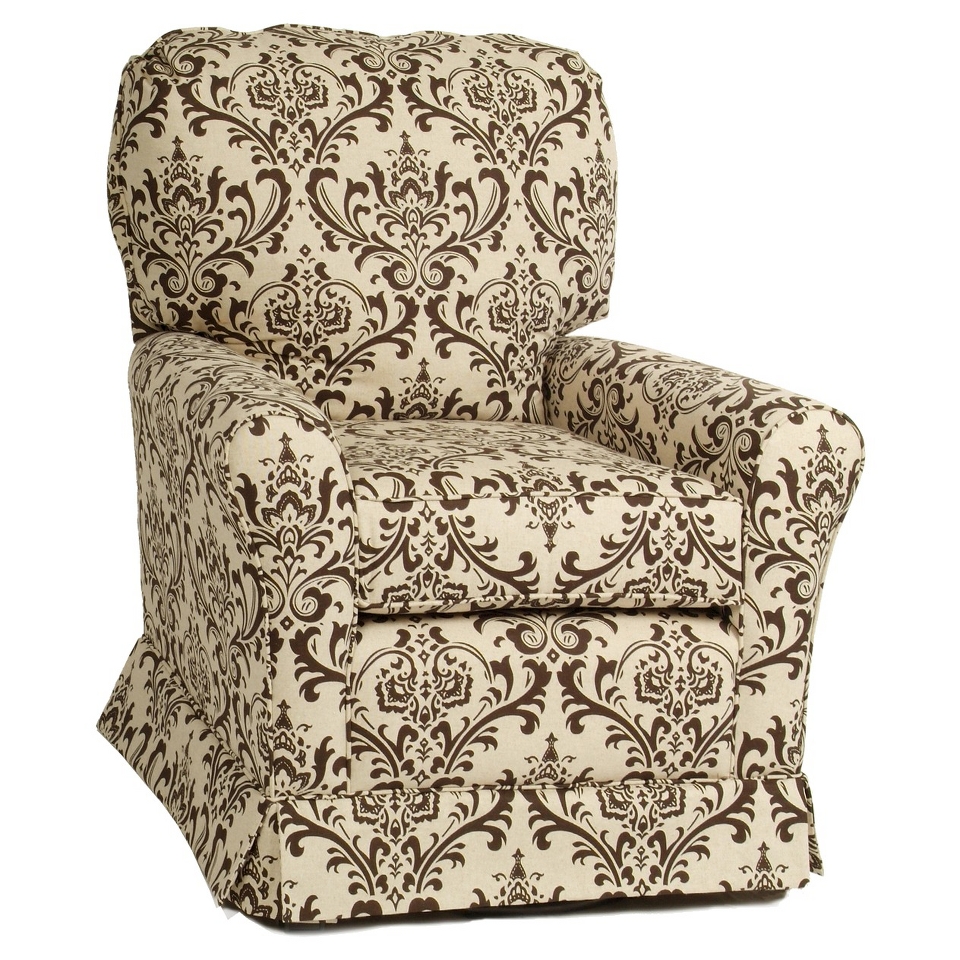 Glider Little Castle Custom Upholstered Crown Linen Bordeaux Swivel Glider  