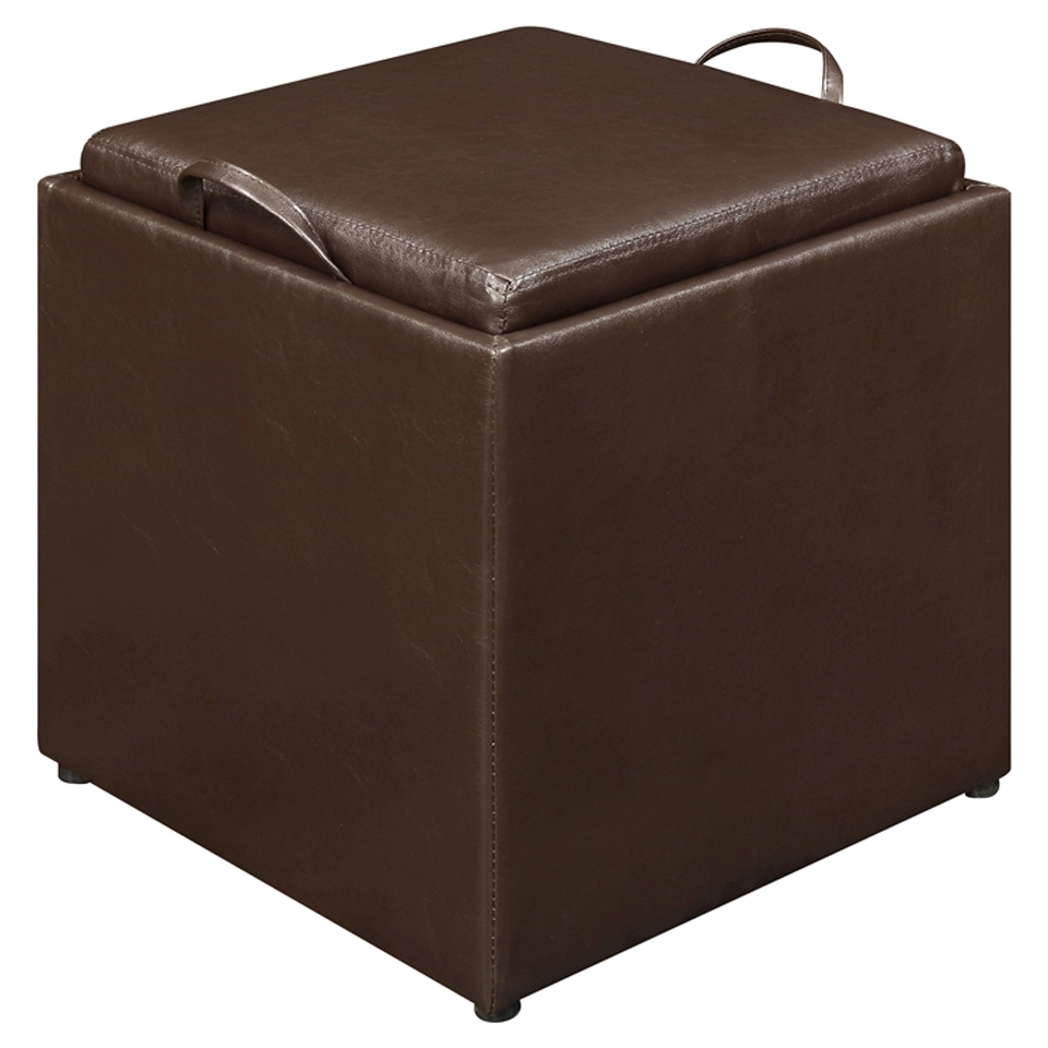 Storage Ottoman Sheridan Leather 3 Piece Storage Ottoman with Tray   Dark