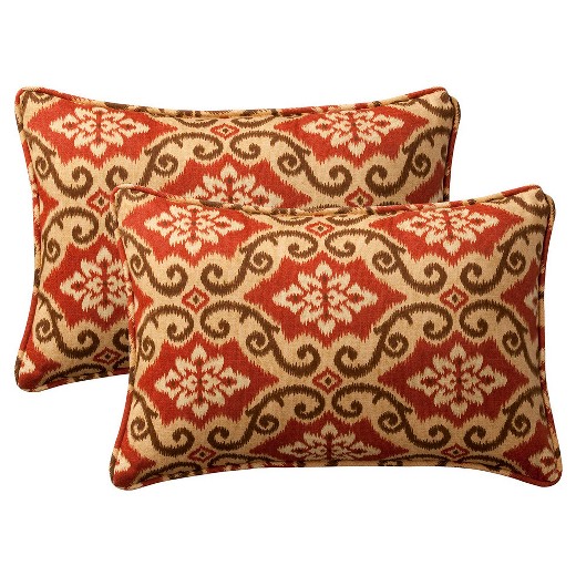 2-Piece Outdoor Toss Pillow Set - Southwestern Tan/Orange Geometric 18