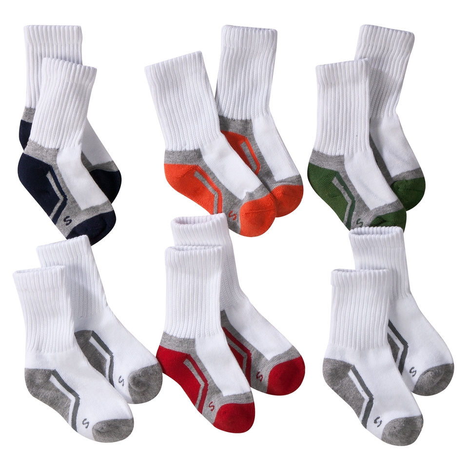 Boys Cherokee Multicolor 6 pair Crew Socks 5.5 8.5