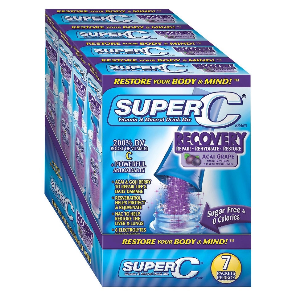 Super C Vitamin & Mineral Drink Mix Recovery   28 Count (4 Pack)