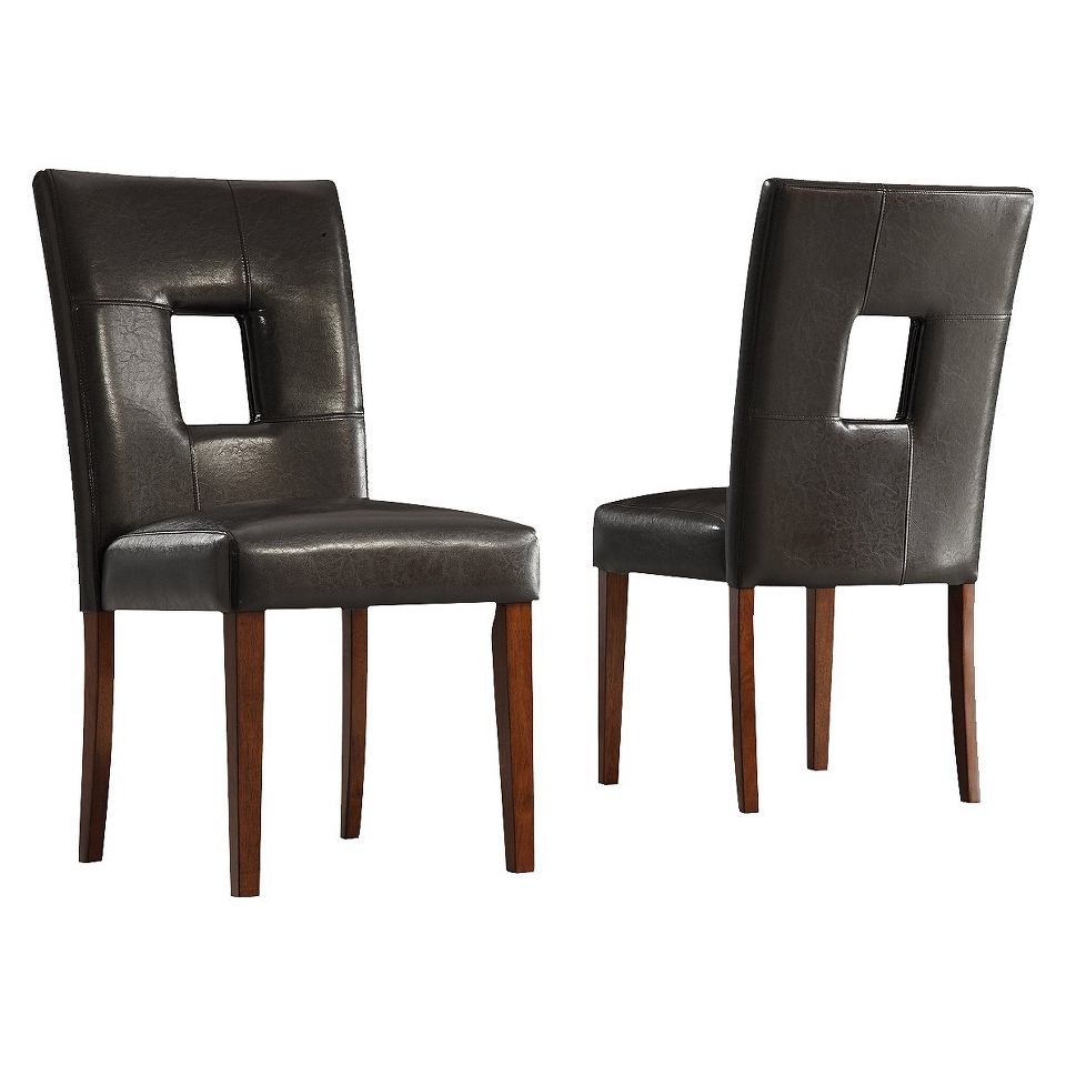 Dining Chair 2 Piece Palma Faux Leather Chair   Dark Brown