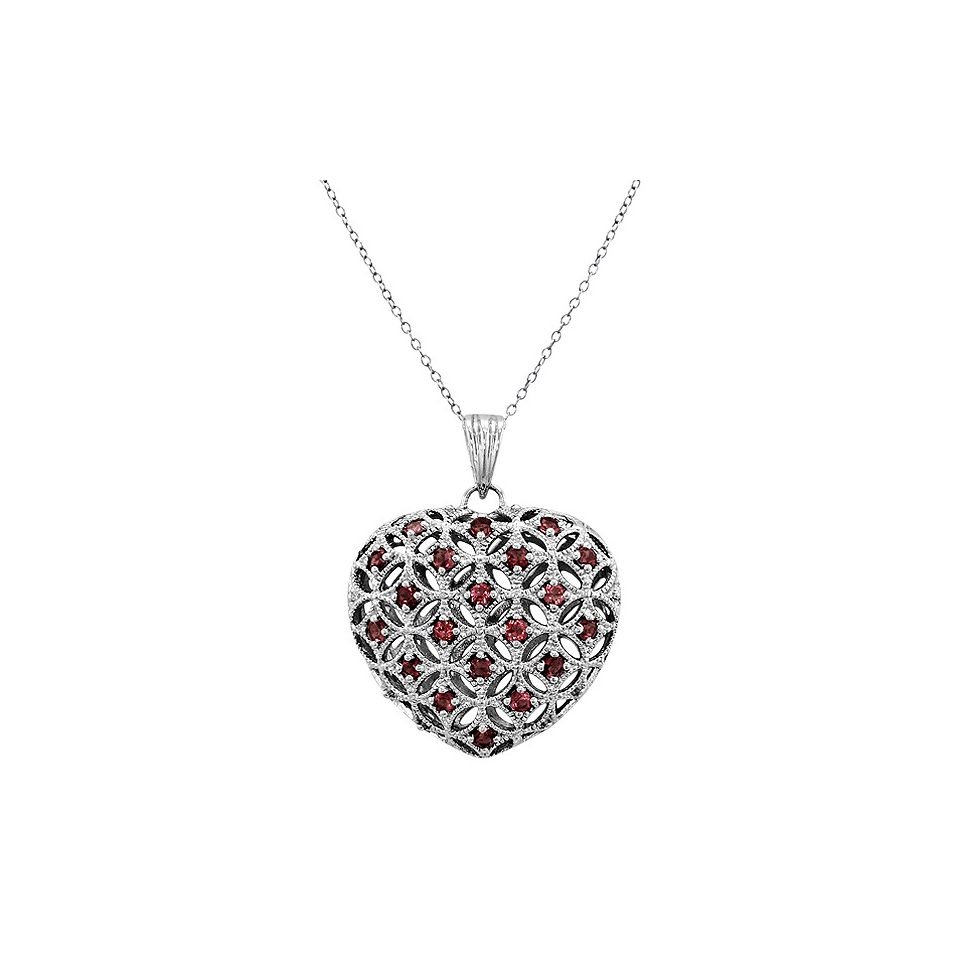Sterling Silver Heart Pendant Necklace   Silver