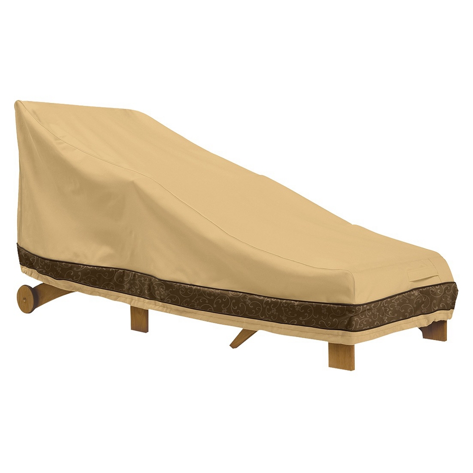 PVC Backed Polyester Patio Chaise Lounge Cover   Tan