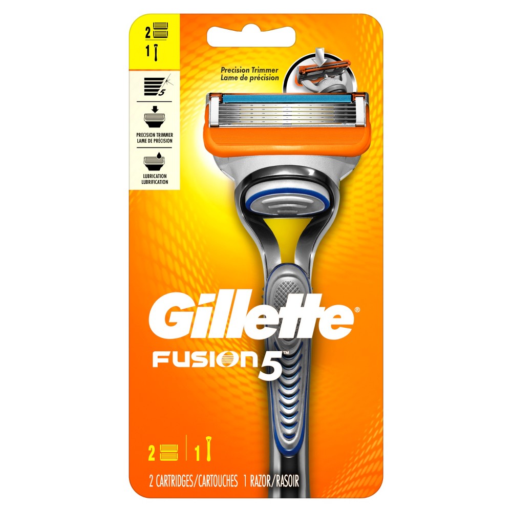 Gillette Fusion5 Menâ€™s Razor - 1 Handle + 2 Razor Blade Refills
