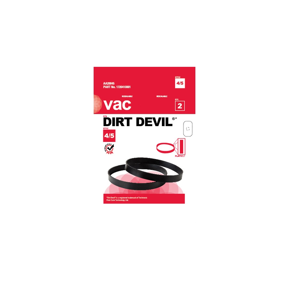 DirtDirt Devil Type 4/5 Vacuum Belt (2 Pack), AA20045