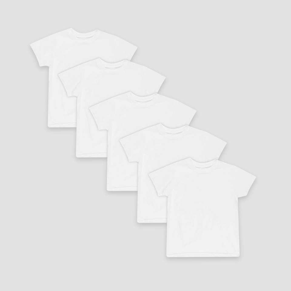 Boys Hanes White 5 pack Crew T Shirts M(8 10)