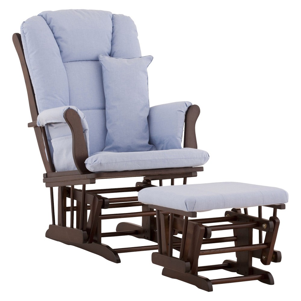 Stork Craft Tuscany Espresso Glider and Ottoman - Blue