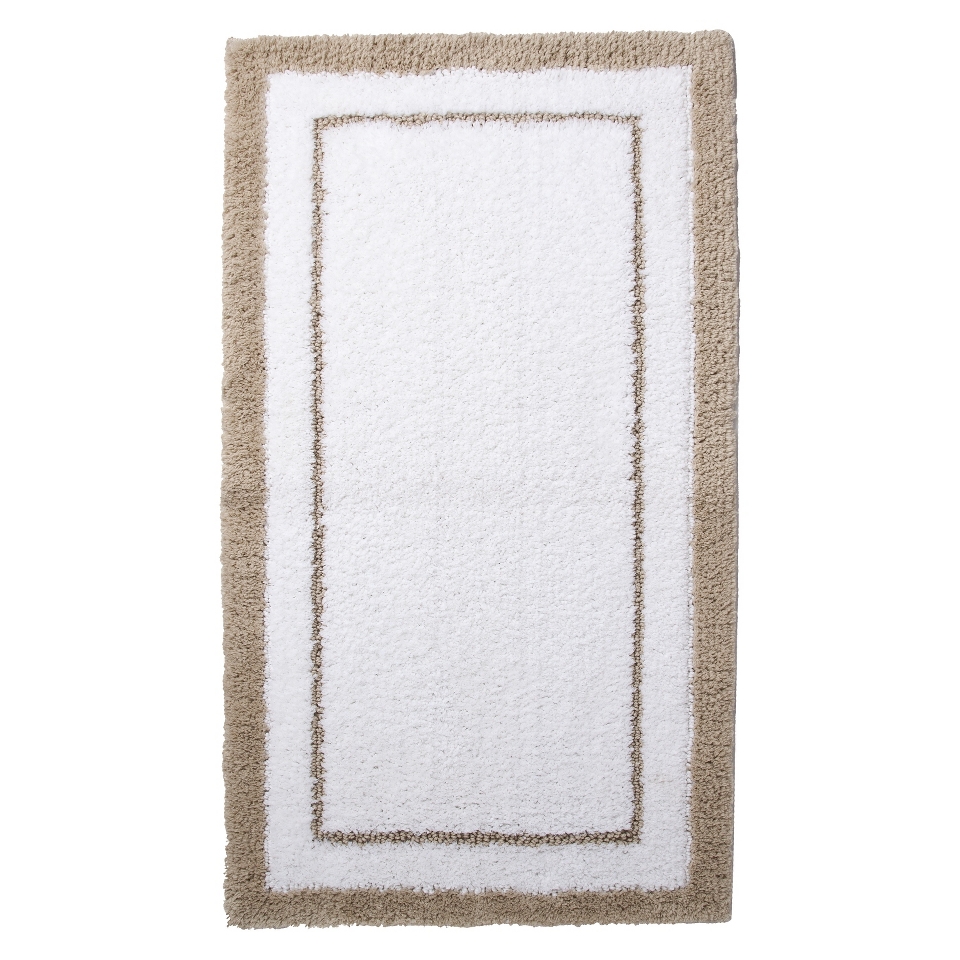 Fieldcrest Luxury Bath Rug   Light Taupe/True White (19.3x34)