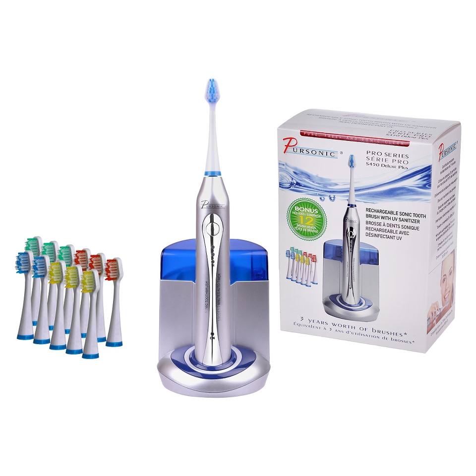 Pursonic Deluxe Plus Toothbrush with 12 Bonus Brush Heads and Built In UV