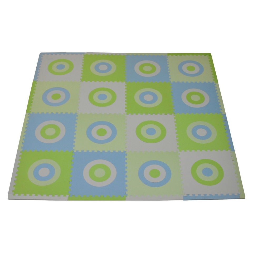 16pc Playmat Set, Circles Squared   Blue and Green by Tadpoles