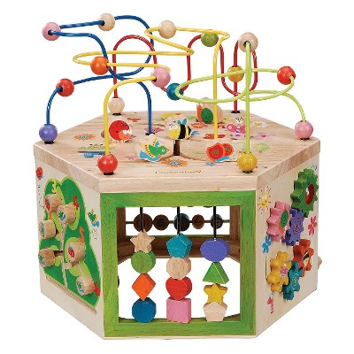 wooden activity cube target