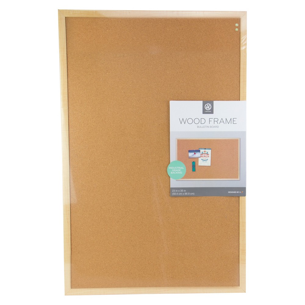 Ubrands Wood Frame Bulletin Board - 23" x 35", Brown