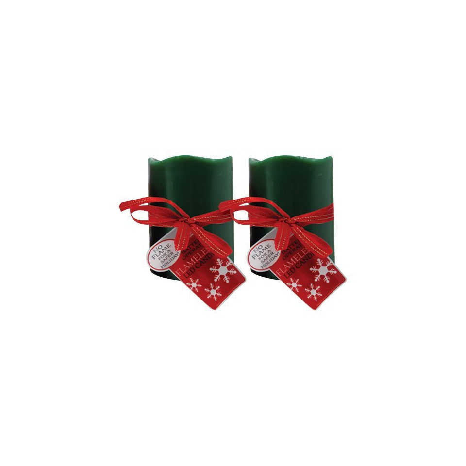 3 X 6 Green Led Candle   Set of 2