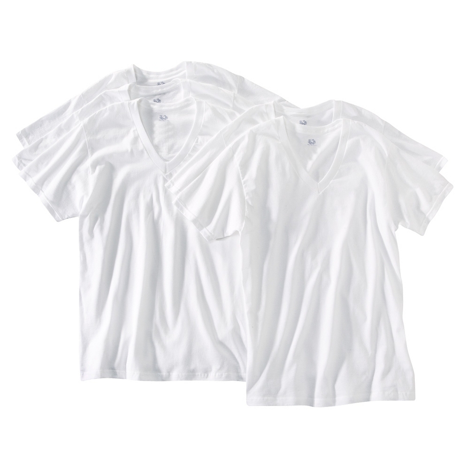 Fruit of the Loom Mens V Neck Tee 5 Pack   White XL