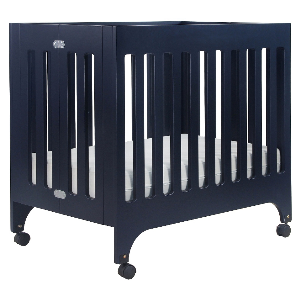 Grayson Mini Crib with Mattress Pad   Navy