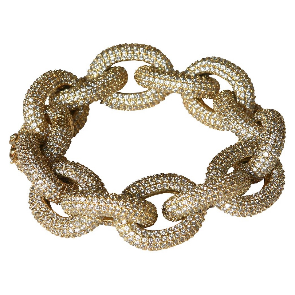 Cubic Zirconia Pav� Link Bracelet   Gold